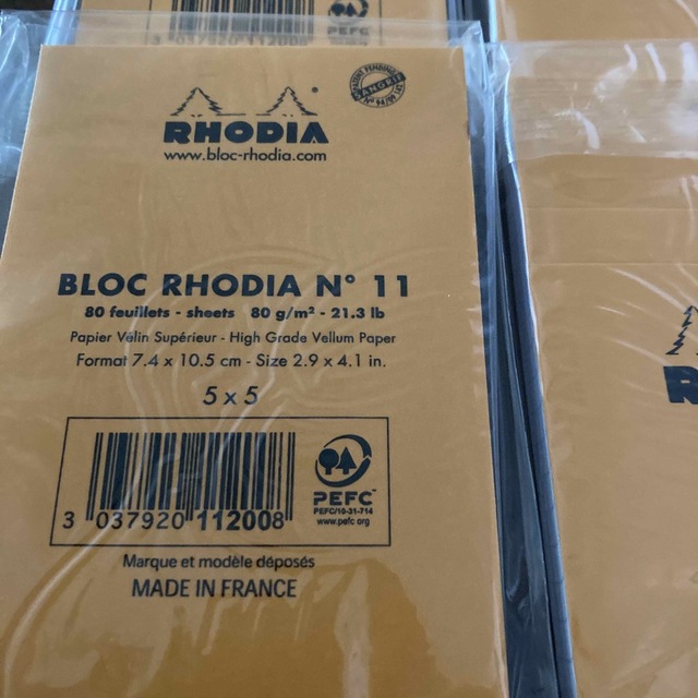 RHODIA ブロックロディア No.11を6冊 インテリア/住まい/日用品の文房具(ノート/メモ帳/ふせん)の商品写真