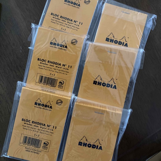 RHODIA ブロックロディア No.11を6冊 インテリア/住まい/日用品の文房具(ノート/メモ帳/ふせん)の商品写真