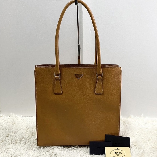 PRADA】プラダ オールレザー 三角ロゴ トップハンドル トートバッグ 超