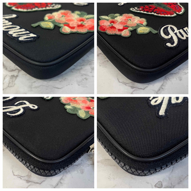 美品】グッチ エンブロイダリー クラッチバッグ キャンバス 黒 GUCCI