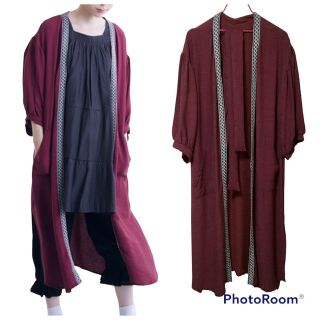 メルロー(merlot)の未使用　チロリアン刺繍パフスリーブロングガウン(カーディガン)