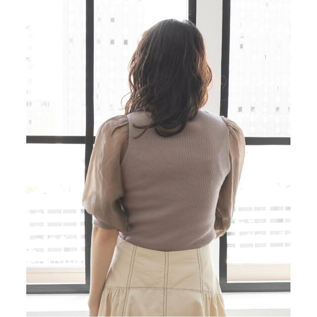 RANDA(ランダ)の【BEIGE】袖シースルーニット レディースのトップス(ニット/セーター)の商品写真