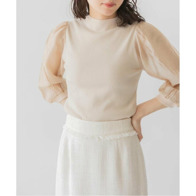 RANDA(ランダ)の【BEIGE】袖シースルーニット レディースのトップス(ニット/セーター)の商品写真