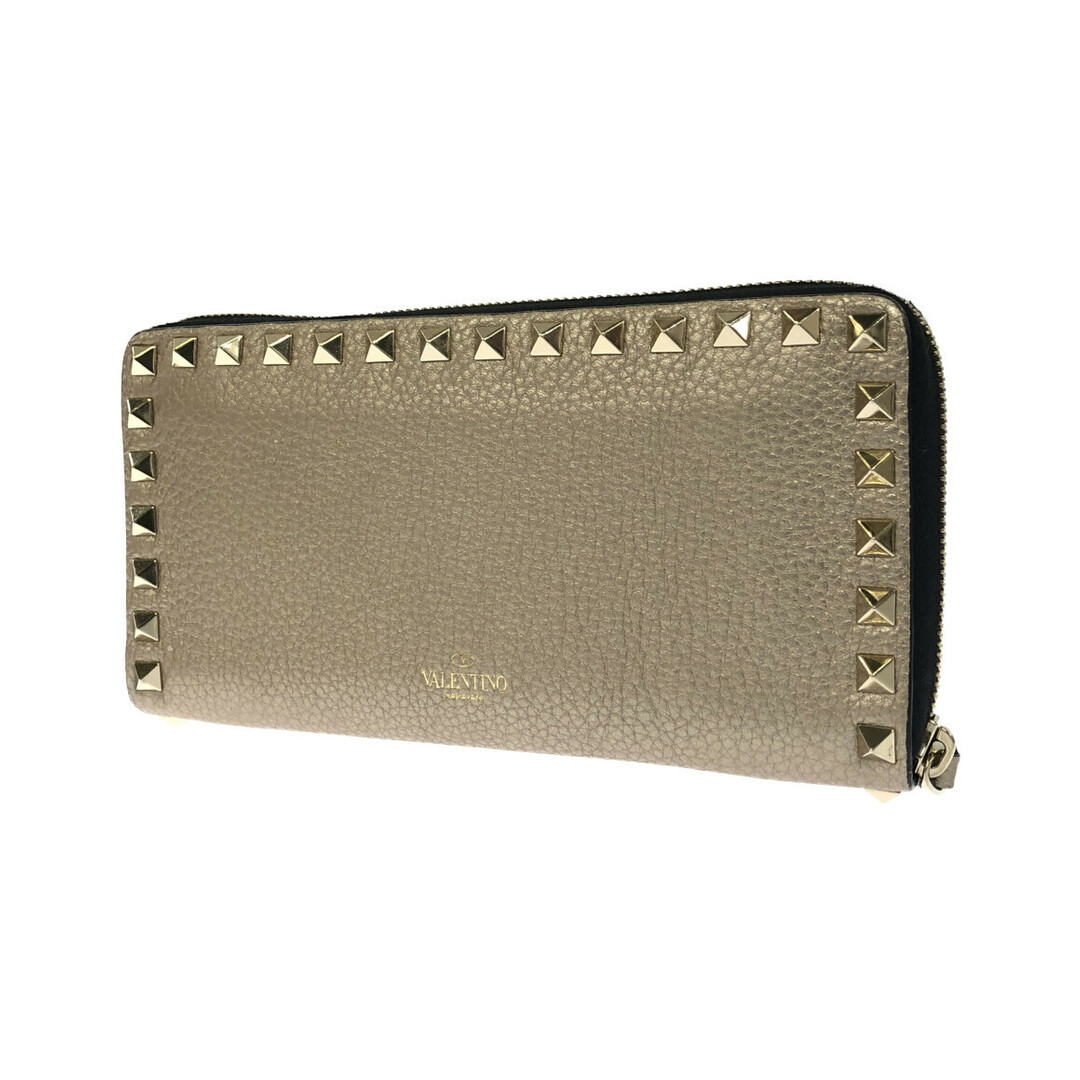 美品 ☆VALENTINO☆ 長財布 レザー スタッズ ホワイト ゴールド 箱付-