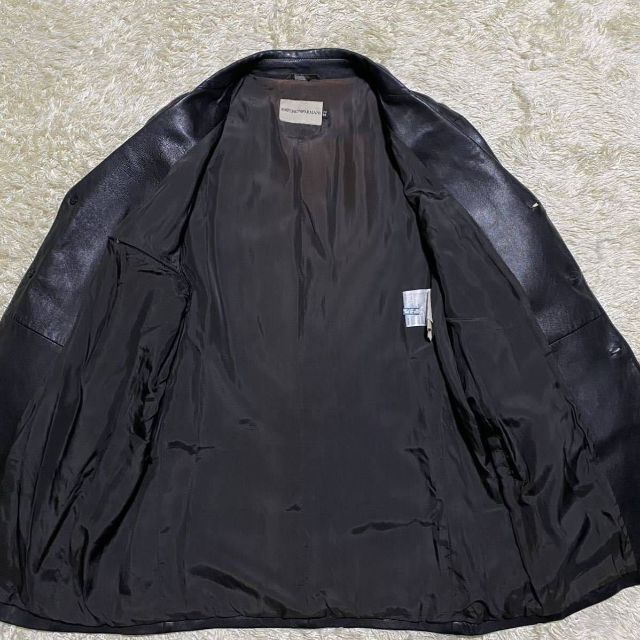 Emporio Armani(エンポリオアルマーニ)のXLサイズ　エンポリオアルマーニ 　ラムレザージャケット　黒50 メンズのジャケット/アウター(テーラードジャケット)の商品写真