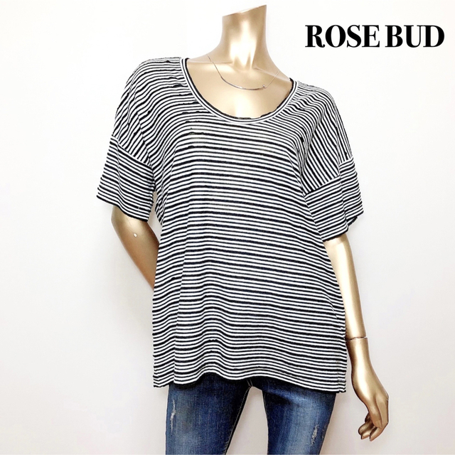 ROSE BUD(ローズバッド)のROSE BUD ボーダー カットソー Tシャツ プルオーバー ゆったり レディースのトップス(カットソー(半袖/袖なし))の商品写真