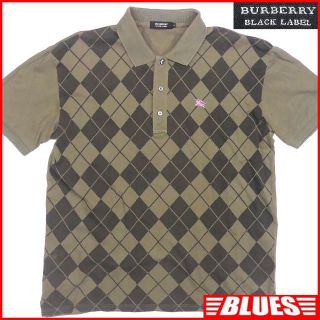 バーバリーブラックレーベル(BURBERRY BLACK LABEL)のバーバリーブラックレーベル ポロシャツ L 半袖 メンズ アーガイル JJ264(ポロシャツ)