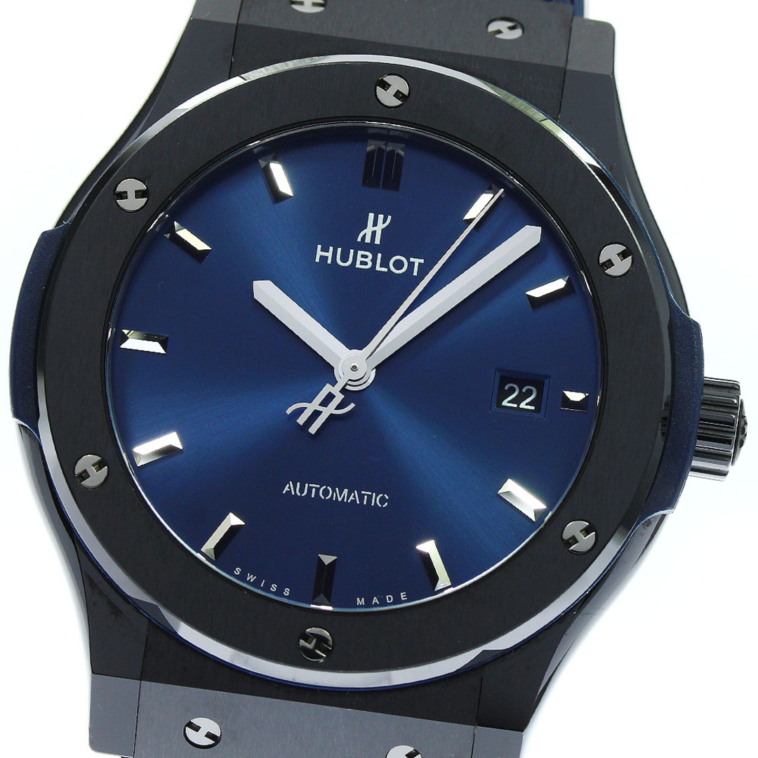 ウブロ HUBLOT 542.CM.7170.RX クラシックフュージョン セラミックブルー 自動巻き ボーイズ 美品 _745343