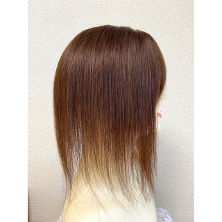 高級人毛100％ ヘアピース35ブラウン 総手植え 部分ウィッグ リアル