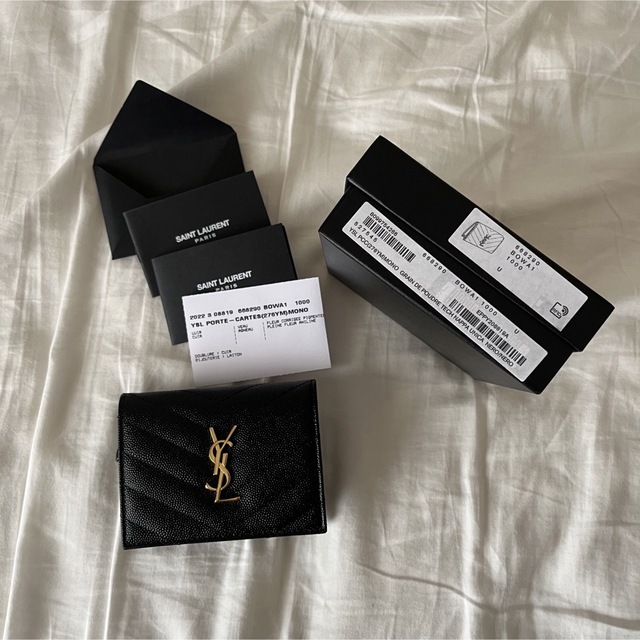 新品未使用】YSL モノグラム ウォレット(グレインドプードルエンボス