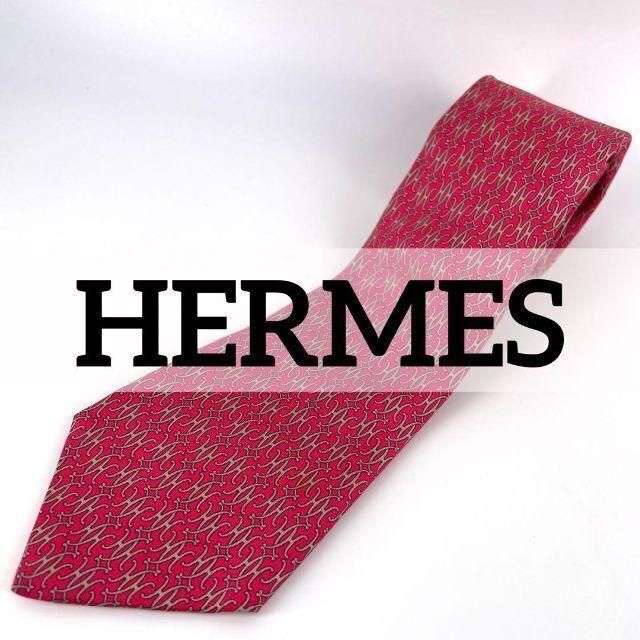 HERMES  H柄ピンクネクタイ