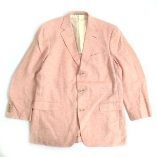 エルメネジルドゼニア(Ermenegildo Zegna)の美品◆Ermenegildo Zegna エルメネジルドゼニア リネン100％ シングルジャケット/テーラードジャケット ピンク 50 スイス製 メンズ r10-st30221-06(テーラードジャケット)