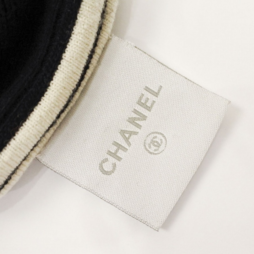 [USED/]CHANEL シャネル ニット・セーター 半袖リブニット ココマーク ブラック サイドホワイトライン P24081V10694 B2570 04A ウール ポリエステル 38  ai-tdc-013549