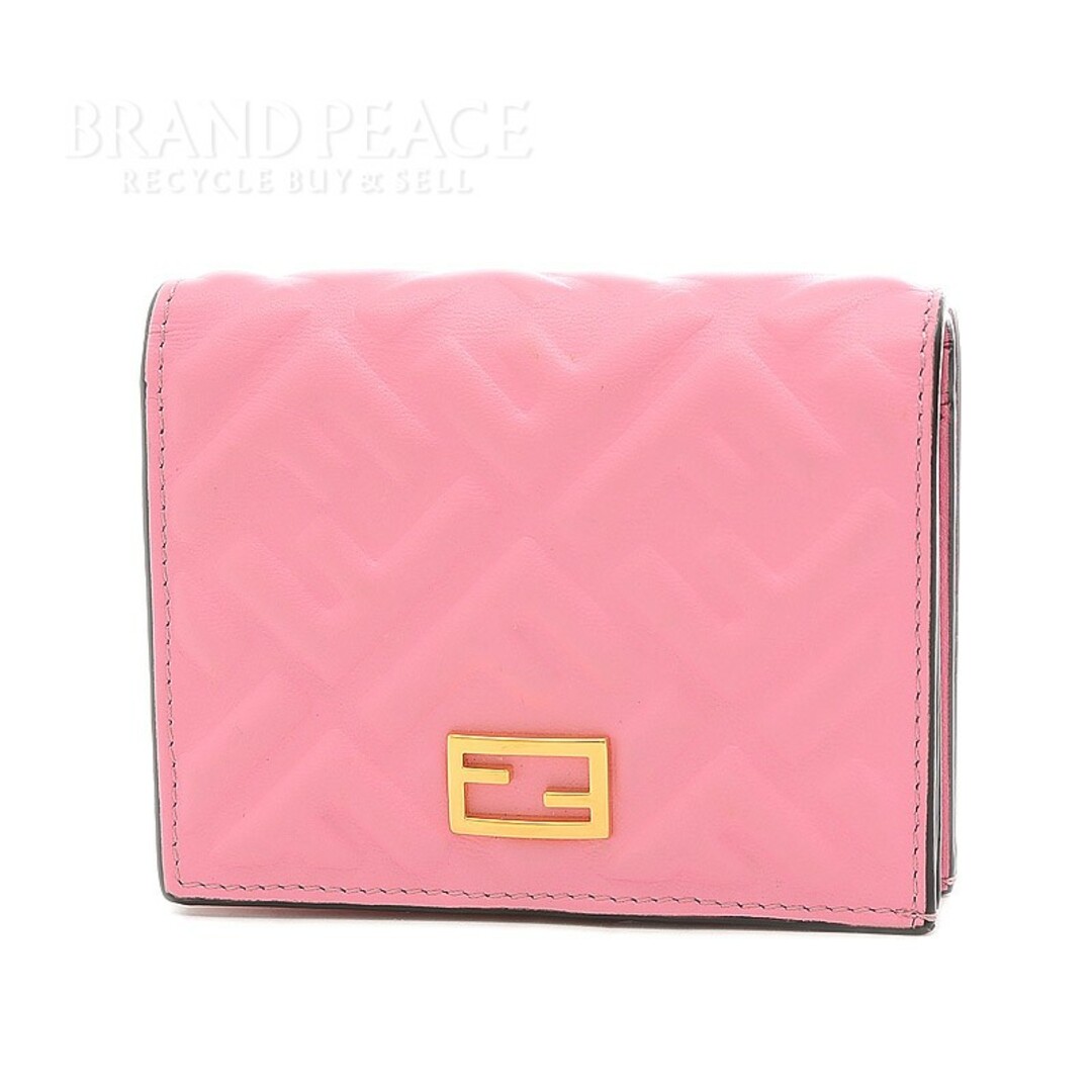 SALE／30%OFF 美品✨ FENDI コンパクトウォレット エンボスロゴ FF金具