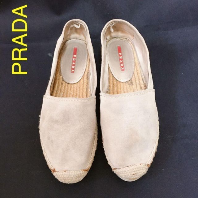 PRADA スウェード エスパドリーユ フラットシューズ 【スーパーセール