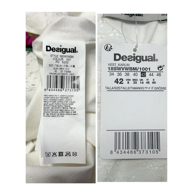 DESIGUAL(デシグアル)の【新品】デシグアル Desigual ノースリーブワンピース　ホワイト42 XL レディースのワンピース(ひざ丈ワンピース)の商品写真