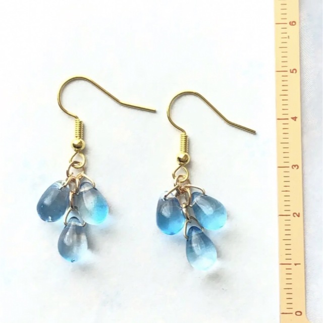 No.1466 チェコガラス ドロップ 雫 ピアス イヤリング シンプルの通販