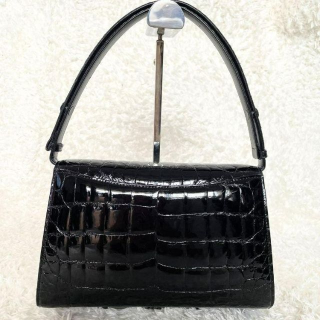 美品 リアルクロコダイル JRA ショルダーバッグ 2way シャイニング 黒