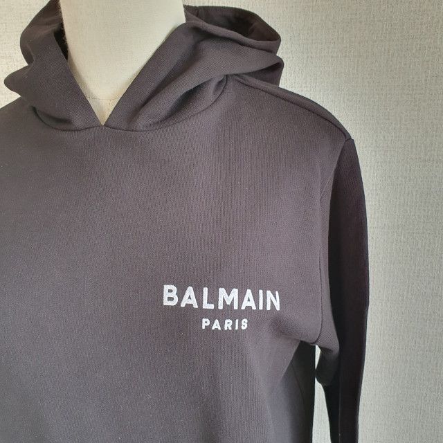 【新品・未使用】BALMAIN KIDS ロゴ コットンパーカー 黒 13Y
