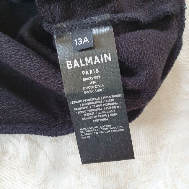 【新品・未使用】BALMAIN KIDS ロゴ コットンパーカー 黒 13Y