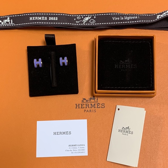 新品未使用  HERMES エルメス ミニポップH ピアス ゴールド/LILAS