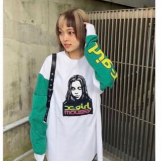 マウジー(moussy)のMOUSSY×X-girlコラボ♡XG FACE LS Tシャツ白(Tシャツ(長袖/七分))