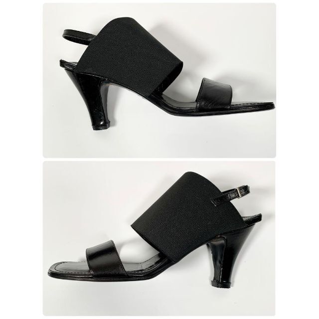 【美品】CHANEL シャネル ハイヒール サンダル 黒 パテントレザー