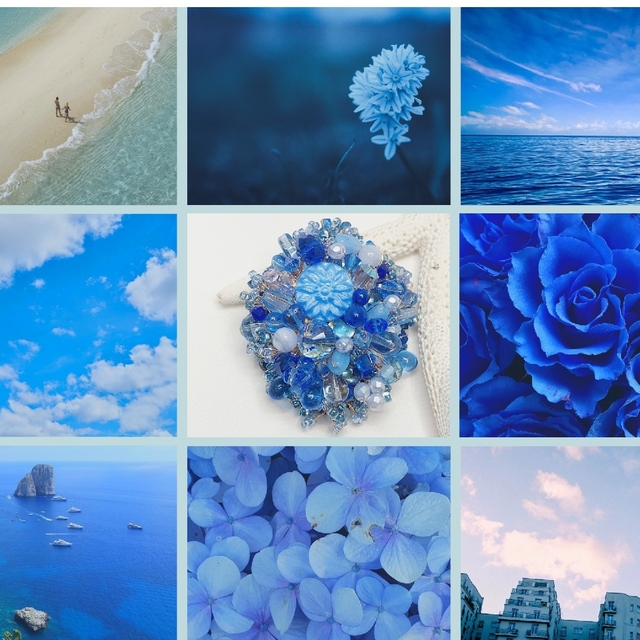 深い青のブローチ ハンドメイドのアクセサリー(コサージュ/ブローチ)の商品写真