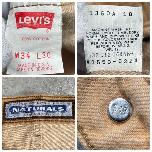 USA製 Levi's NATURALS Sally Fox シルバータブ 人気デザイナー www