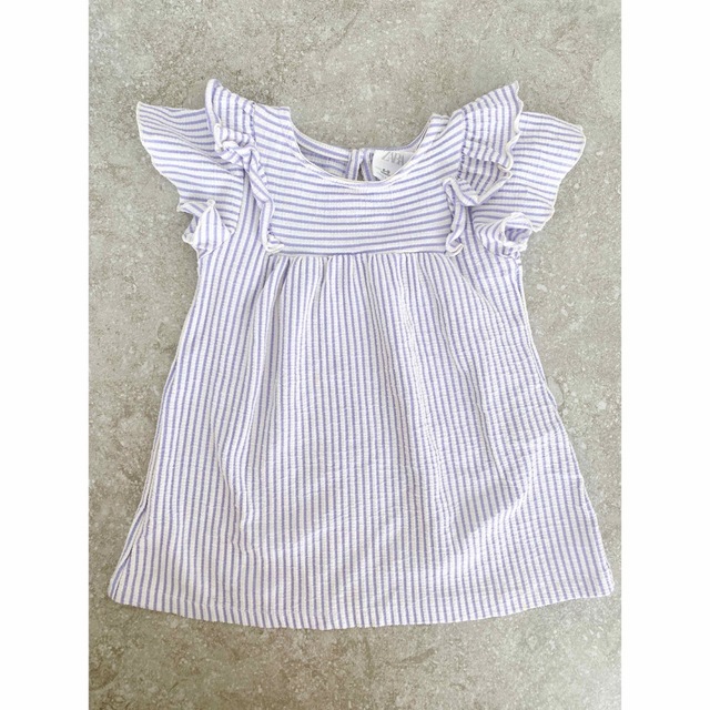 ZARA KIDS(ザラキッズ)のZARA ザラベイビー　ストライプワンピース　花柄トップス　74 キッズ/ベビー/マタニティのベビー服(~85cm)(ワンピース)の商品写真