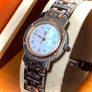 ブティック 美品稼働品 エルメス CL4.221 クリッパー ナクレ ホワイト