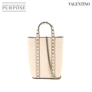 ヴァレンティノ(VALENTINO)の新品同様 ヴァレンティノ ガラヴァーニ VALENTINO GARAVANI ロックスタッズ 2way ハンド ショルダー バッグ レザー アイボリー 1W2P0X90VSHI16 VLP 90186417(ショルダーバッグ)