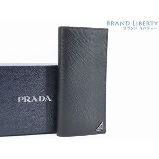 プラダ(PRADA)の美品プラダサフィアーノ キュイール トライアングル二つ折り長財布NERO(長財布)