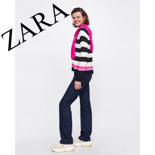 ザラ(ZARA)の美品　ZARA ザラ　ニット　薄手ニット　ボーダー　スリット　人気　完売(ニット/セーター)