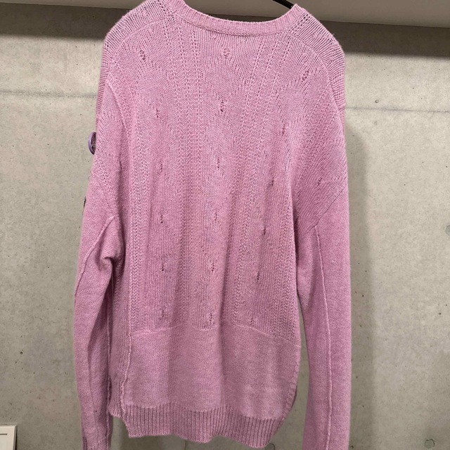 RAF SIMONS(ラフシモンズ)のRAF SIMONS ニット ウール セーター ピンク ロゴ パッチ XS メンズのトップス(ニット/セーター)の商品写真