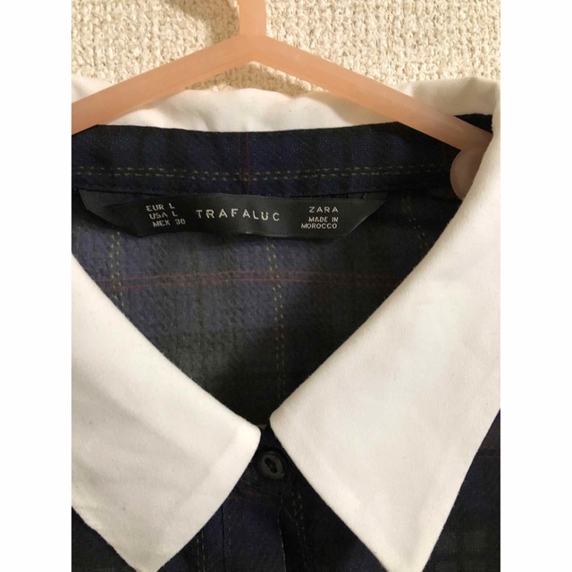 ZARA(ザラ)のZARA グリーン　ブラウス　チェック レディースのトップス(シャツ/ブラウス(長袖/七分))の商品写真