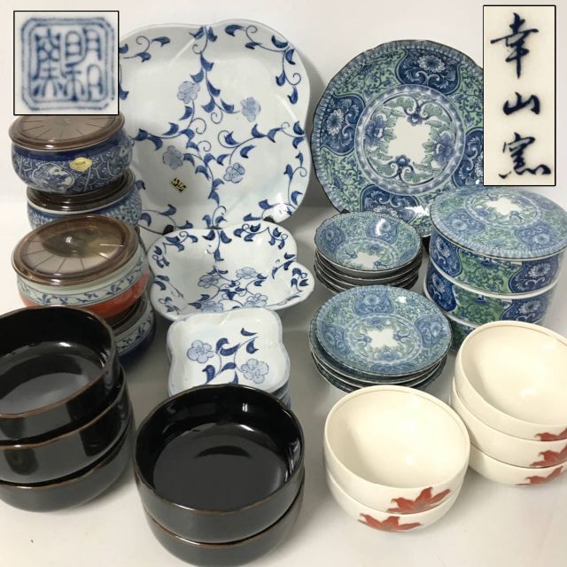 陶芸和食器 まとめて5箱 大量 木箱 箱入 小鉢揃 色絵 有田焼 幸山窯 仁彩作