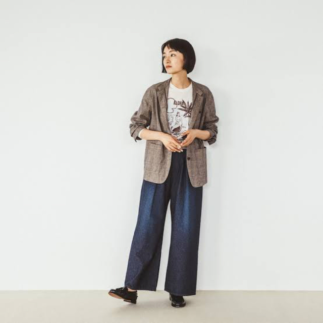 fog linen work(フォグリネンワーク)の北欧暮らしの道具店 コットンリネンの軽やかジャケット / グレンチェック レディースのジャケット/アウター(テーラードジャケット)の商品写真