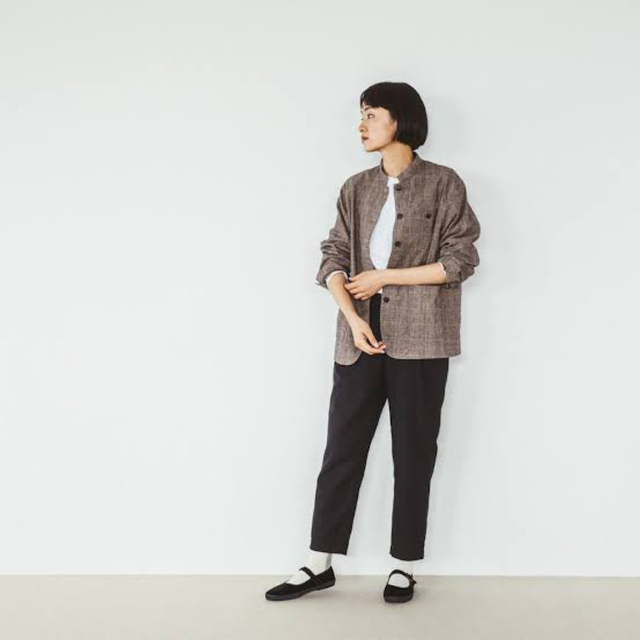 fog linen work(フォグリネンワーク)の北欧暮らしの道具店 コットンリネンの軽やかジャケット / グレンチェック レディースのジャケット/アウター(テーラードジャケット)の商品写真