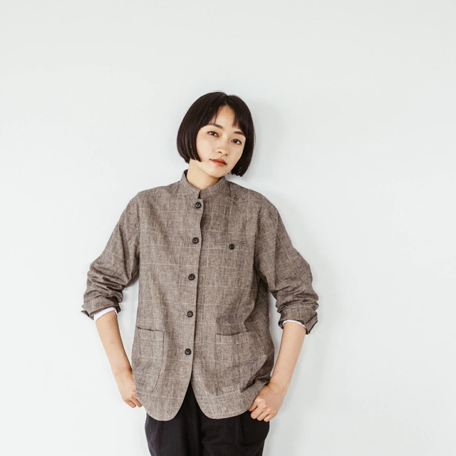 fog linen work(フォグリネンワーク)の北欧暮らしの道具店 コットンリネンの軽やかジャケット / グレンチェック レディースのジャケット/アウター(テーラードジャケット)の商品写真