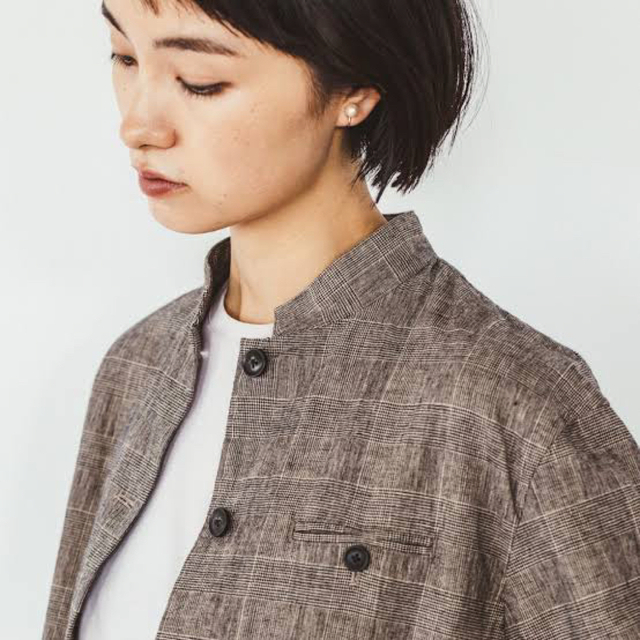 fog linen work(フォグリネンワーク)の北欧暮らしの道具店 コットンリネンの軽やかジャケット / グレンチェック レディースのジャケット/アウター(テーラードジャケット)の商品写真