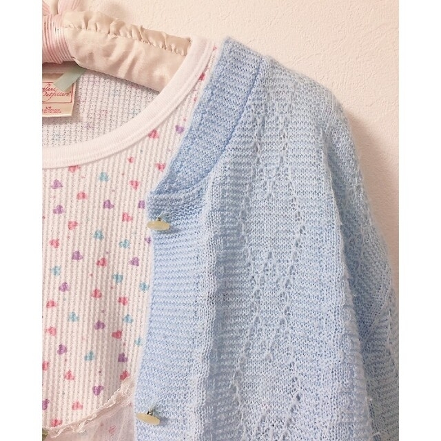 euro vintage♡アクリルニットカーディガン ブルー&ラベンダー