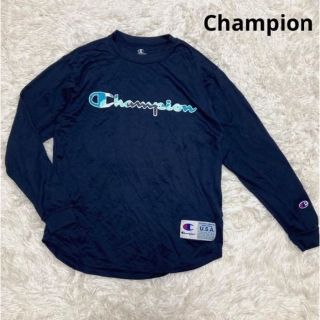 チャンピオン(Champion)のChampion スポーツウェア ネイビー Mサイズ ビックプリント(カットソー(長袖/七分))