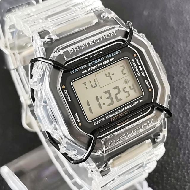 G-SHOCK DW-5600 クリアスケルトン + バンパー + メタル遊環