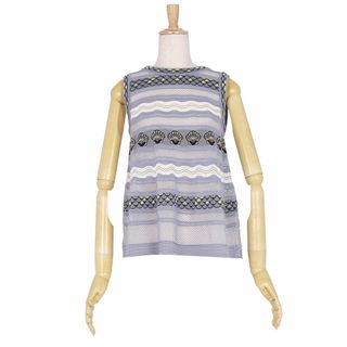 ミッソーニ(MISSONI)の美品 ミッソーニ M MISSONI ニット タンクトップ ノースリーブ 総柄 コットン トップス レディース 38(S相当) ターコイズブルー(キャミソール)