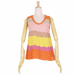 ミッソーニ(MISSONI)の美品 ミッソーニ M MISSONI ニット タンクトップ ノースリーブ コットン トップス レディース 38(S相当) マルチカラー(キャミソール)