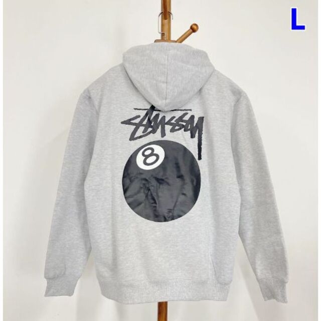 新品stussy スウェット パーカー グレー 8ボール 男女兼用 全品送料