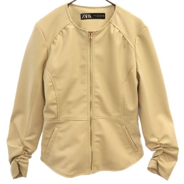 ザラ ノーカラー フェイクレザー ジャケット M ベージュ ZARA レディース 【中古】 【230403】 | フリマアプリ ラクマ