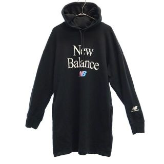 ニューバランス(New Balance)のニューバランス プリント スウェット 長袖 ワンピース XS ブラック new balance レディース 【中古】  【230403】(ミニワンピース)