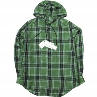 ジョンローレンスサリバン(JOHN LAWRENCE SULLIVAN)のJOHN LAWRENCE SULLIVAN ジョンローレンスサリバン 日本製 CHECKED CUPRA HOODED SHIRT チェックキュプラフーデッドシャツ 3A002-0219-21 44 GREEN 長袖 トップス【新古品】【中古】【JOHN LAWRENCE SULLIVAN】(シャツ)